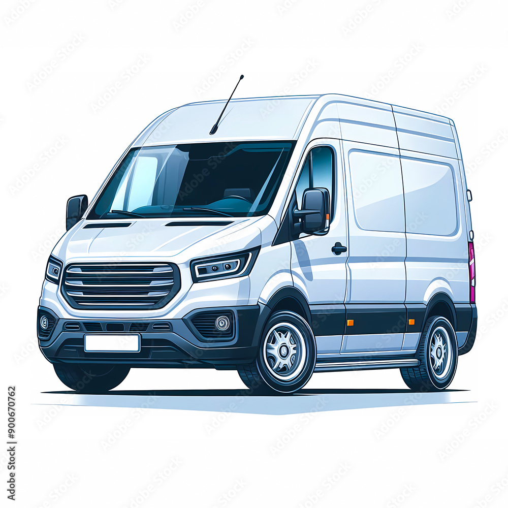 Modern Cargo Van flat vector illustration isolated on a white background Modern Cargo Van flat vector illustration isolated on a white background