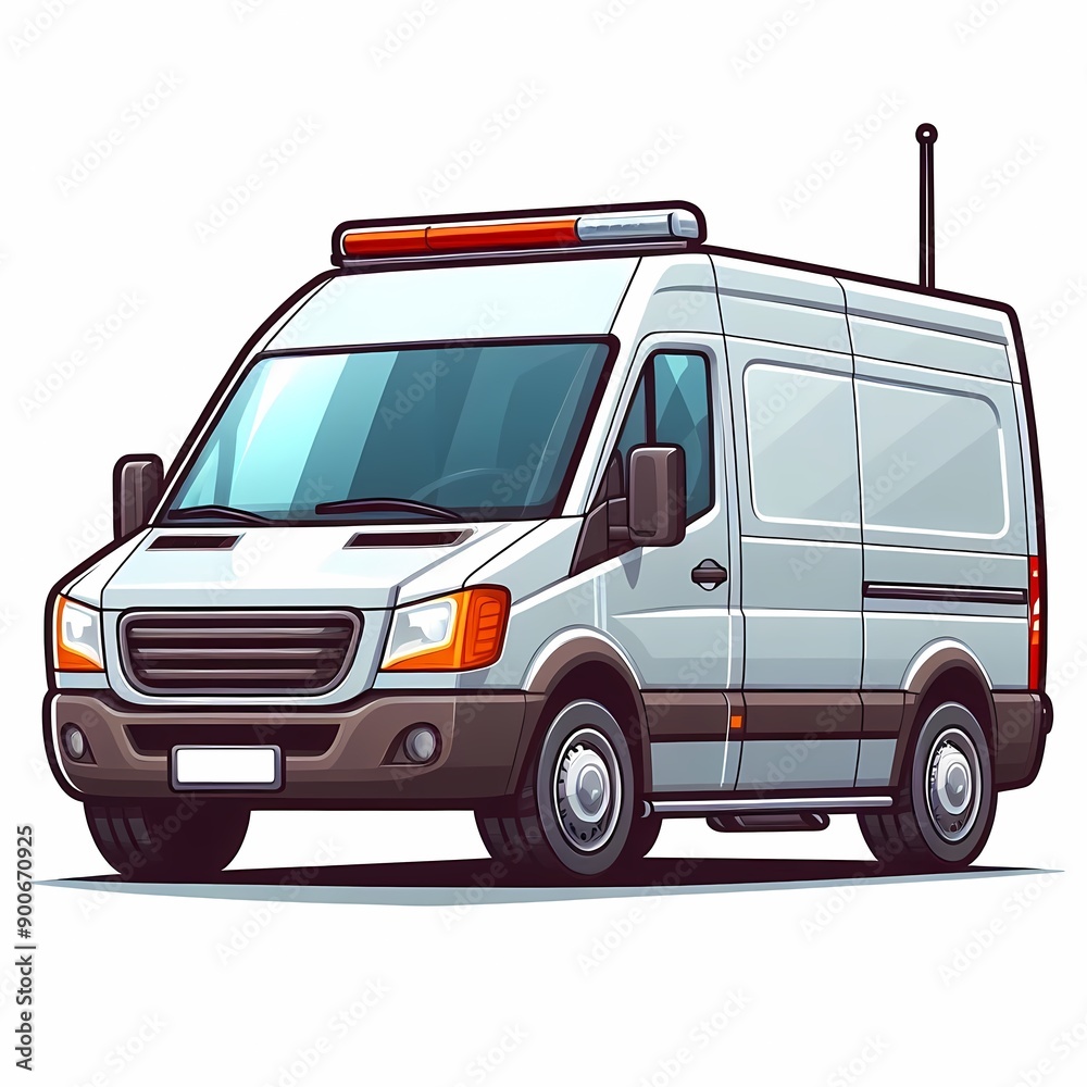 Modern Cargo Van flat vector illustration isolated on a white background Modern Cargo Van flat vector illustration isolated on a white background