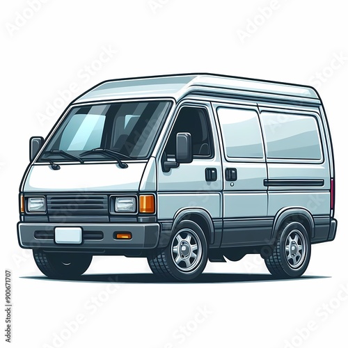Modern Cargo Van flat vector illustration isolated on a white background