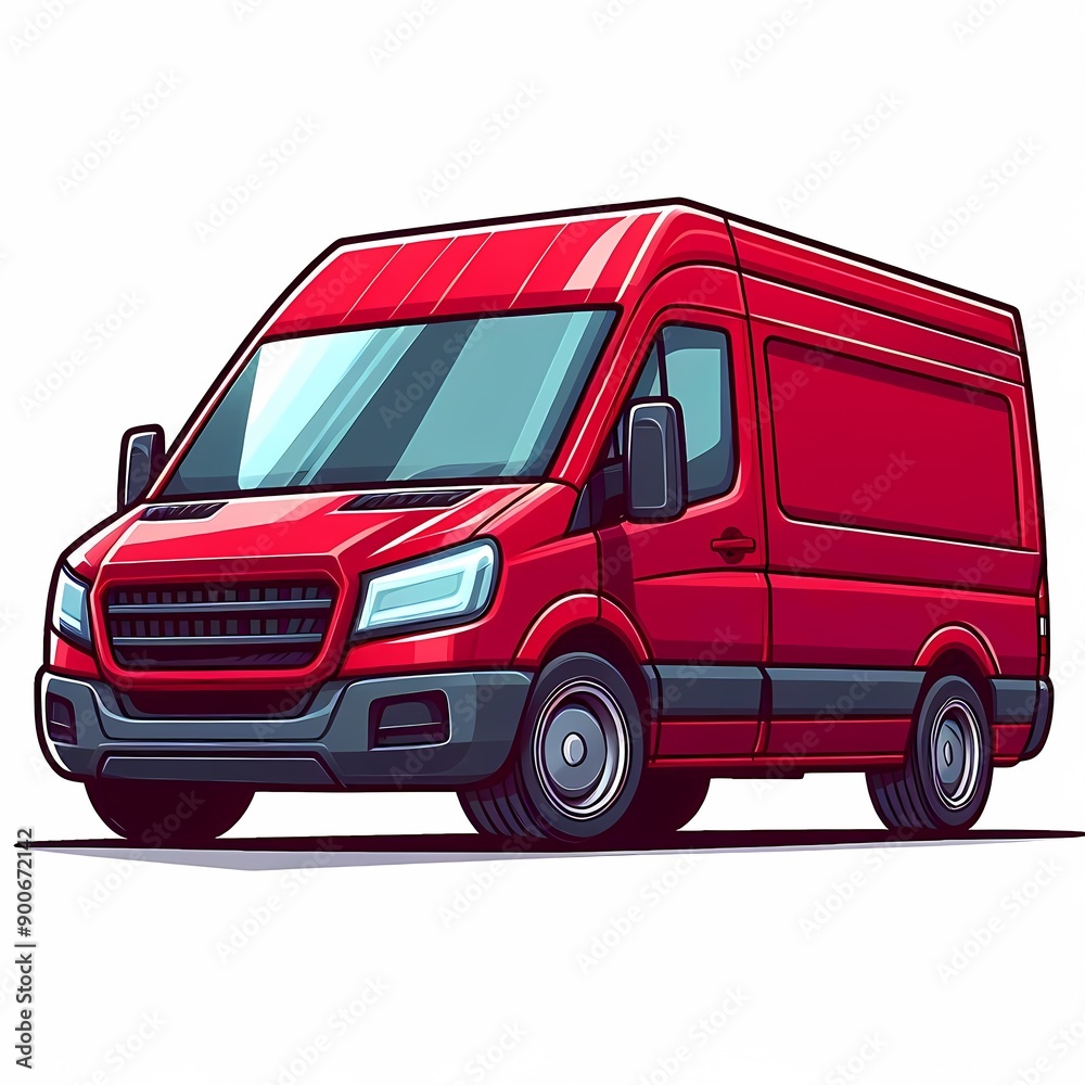 Modern Cargo Van flat vector illustration isolated on a white background Modern Cargo Van flat vector illustration isolated on a white background