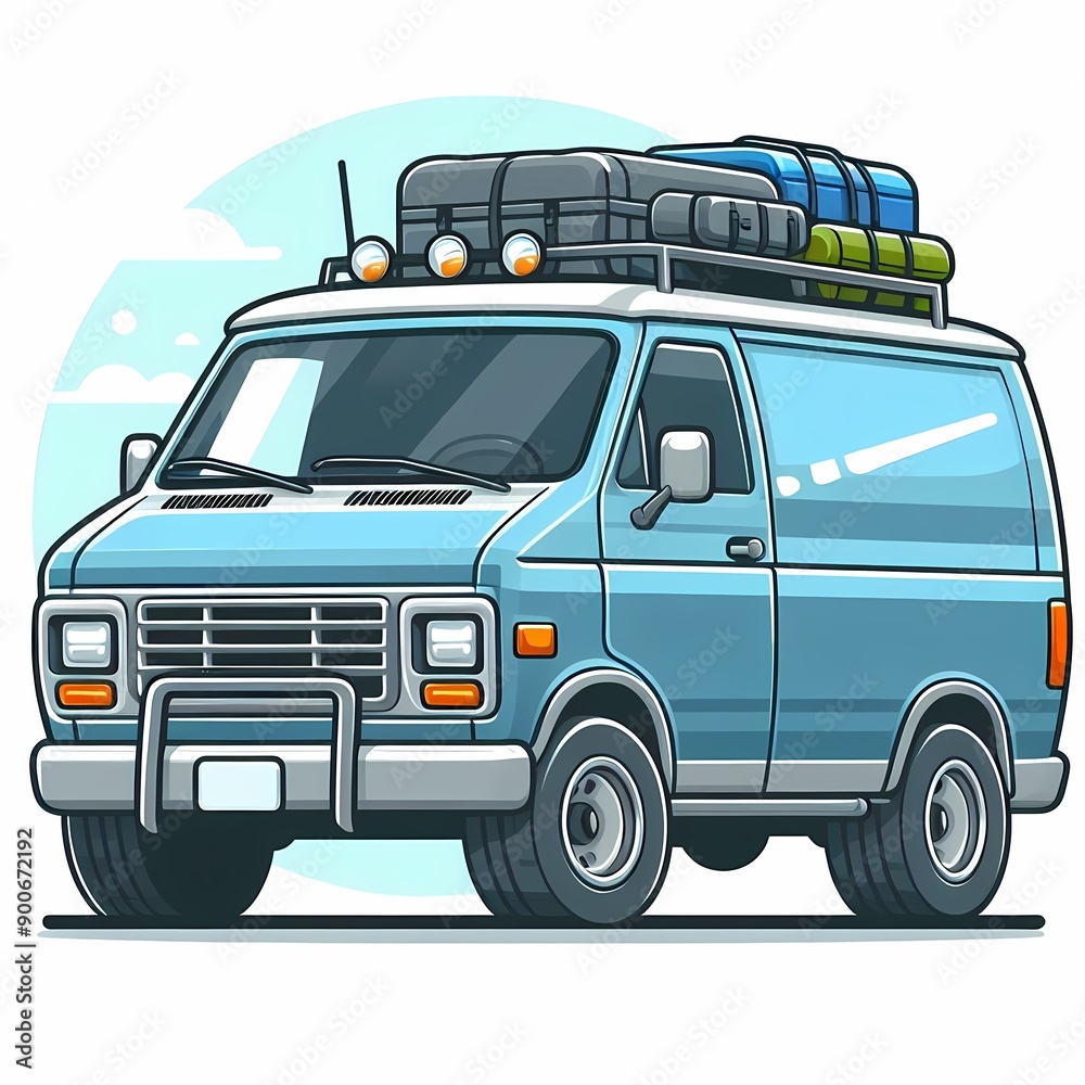 Modern Cargo Van flat vector illustration isolated on a white background Modern Cargo Van flat vector illustration isolated on a white background