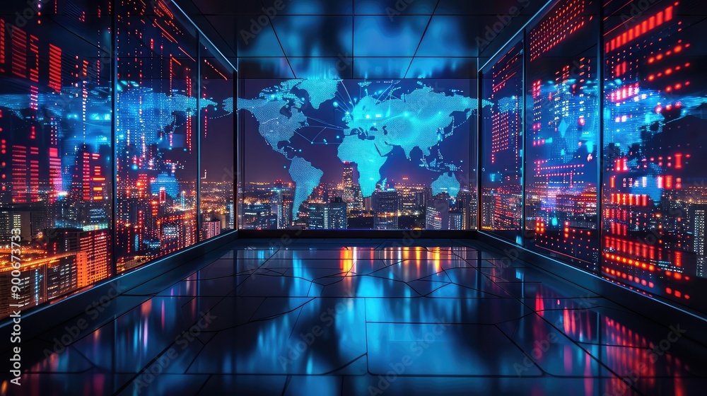 Obraz premium Cyber Security and Data Processing in Global Network