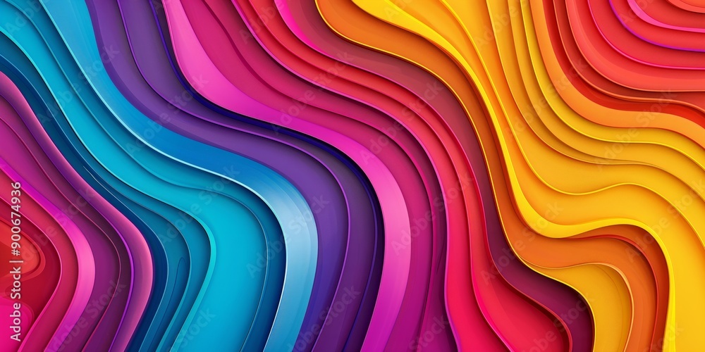 Fototapeta premium Colorful Abstract Wavy Background. A dynamic array of vibrant colors with wavy patterns. Ideal for design projects, website backgrounds, and creative visual content.