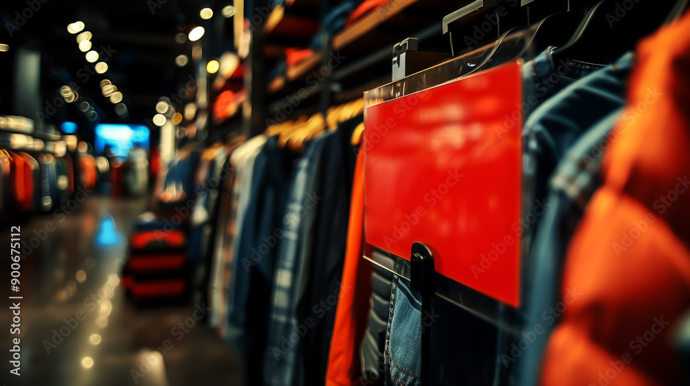 Clothing racks in a modern retail store with warm lighting, showcasing various colorful garments for shopping enthusiasts. high quality. Clothing racks in a modern retail store with warm lighting, showcasing various colorful garments for shopping enthusiasts. high quality.