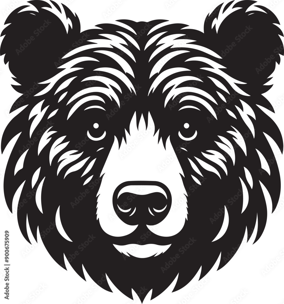 Obraz premium Asiatic black bear vector icon isolated on a white background. Asiatic black bear logo illustration.