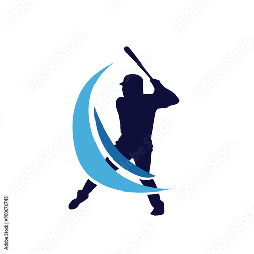 baseball action sports logo silhouette