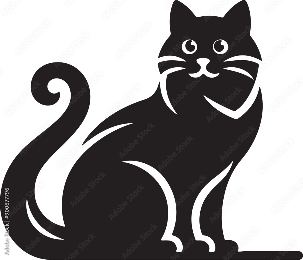 Black Cat Set Isolated White Background, Vector Illustration Black Cat Set Isolated White Background, Vector Illustration