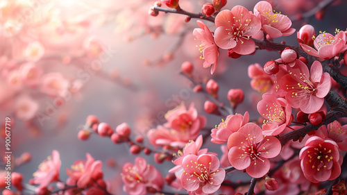 Beautiful pink sakura flowers in Japan close up