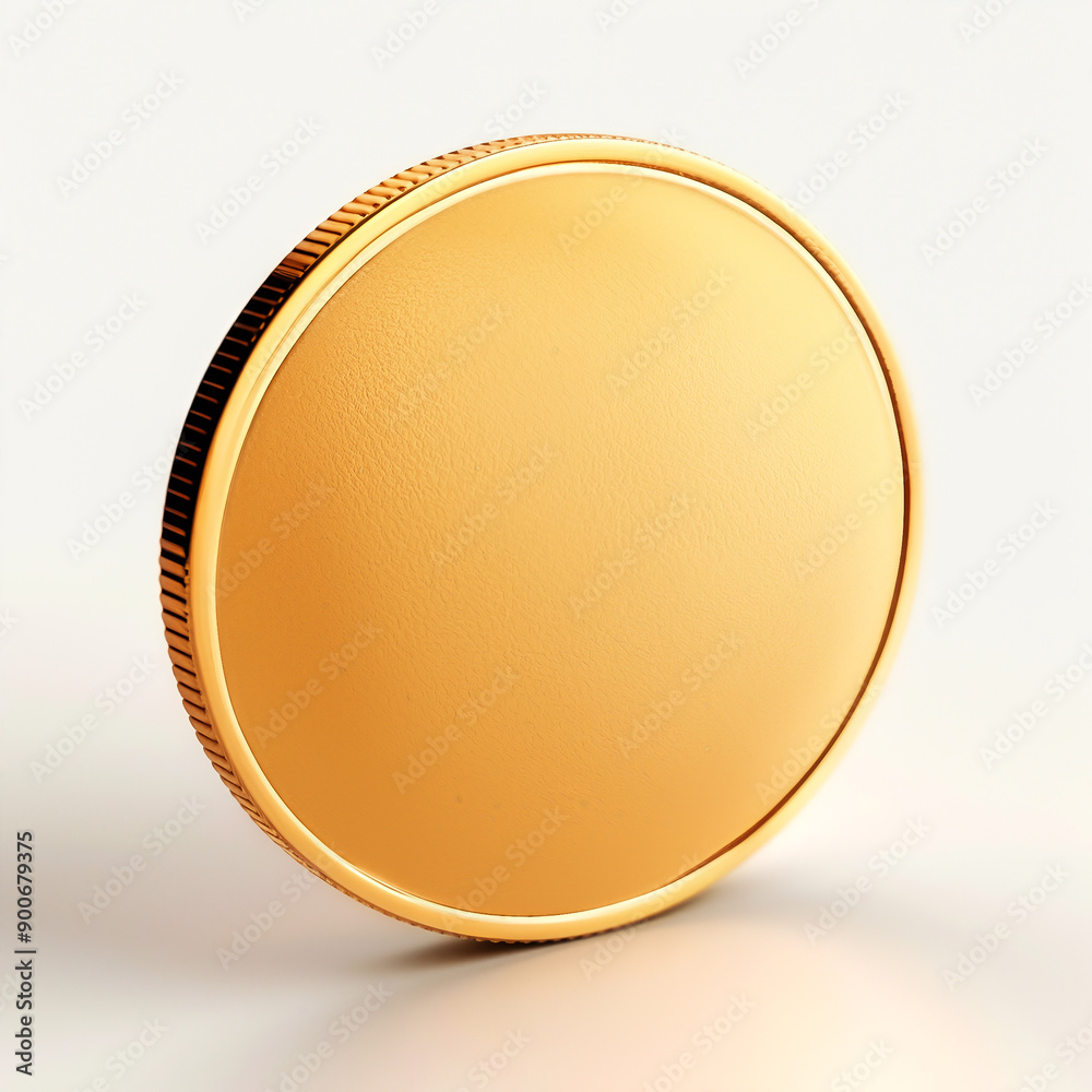 Golden coin standing upright on a white background, showcasing its shiny surface and texture. High-quality stock photo for financial concepts. high quality. Golden coin standing upright on a white background, showcasing its shiny surface and texture. High-quality stock photo for financial concepts. high quality.