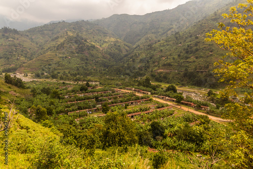 Aerial view of Kilembe village, Uganda photo