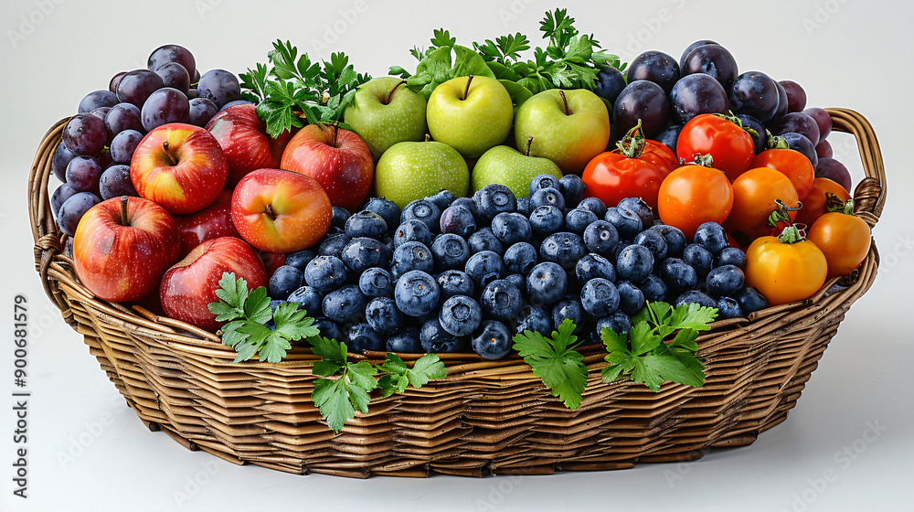 A big basket filled with colourful mix fruits A big basket filled with colourful mix fruits