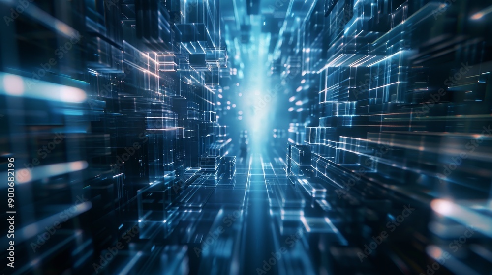 Abstract digital tunnel with glowing lines, depicting a futuristic data stream or cyberspace. Abstract digital tunnel with glowing lines, depicting a futuristic data stream or cyberspace.