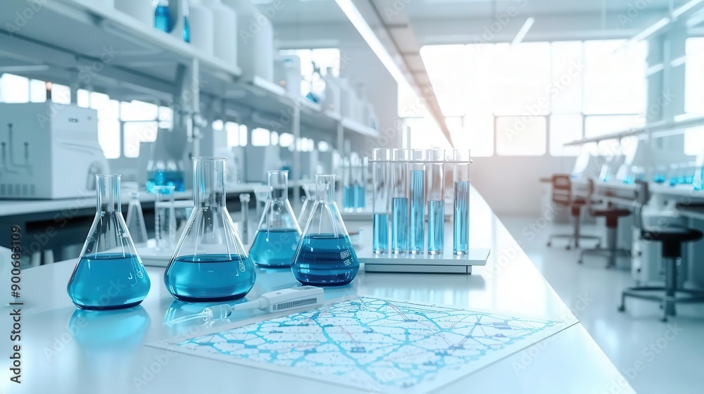 High-tech biotech lab with digital genetic maps, Laboratory Biotech, genomic mapping technology High-tech biotech lab with digital genetic maps, Laboratory Biotech, genomic mapping technology