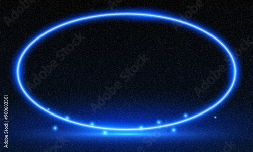 Vector 3d render, elipse glowing in the dark, pink blue neon light, illuminate frame design. Abstract cosmic vibrant color backdrop. Glowing neon light. Neon frame with rounded corners.	