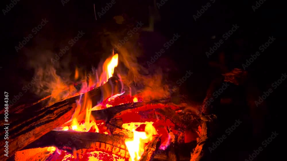 Beautiful bonfire at night. Hot coals of a fire. Bonfire in the evening Beautiful bonfire at night. Hot coals of a fire. Bonfire in the evening