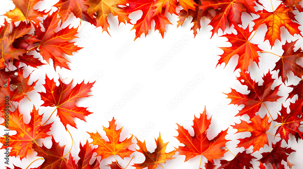 Red autumn leaves background with vibrant fall colors, showcasing a frame of nature's orange and yellow foliage with copy on with background, perfect for seasonal designs and illustrations Red autumn leaves background with vibrant fall colors, showcasing a frame of nature's orange and yellow foliage with copy on with background, perfect for seasonal designs and illustrations