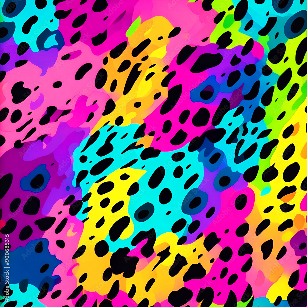 Obraz premium Leopard Skin Texture Rainbow color Vector Style