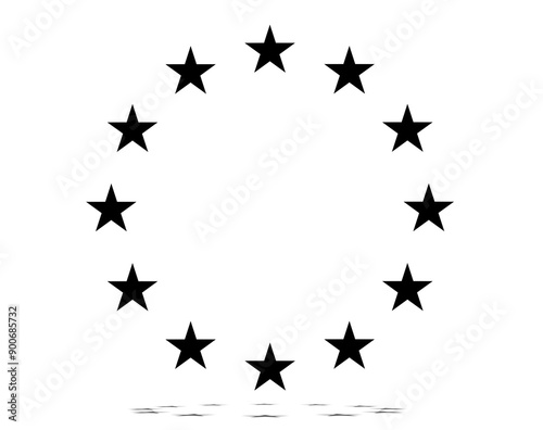 creative dark colored or black stars as of the flag of the European Union, ground shadow, isolated