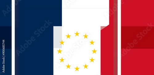 creative abstract background as the flag of France wit hthe stars of the flag of the European Union photo