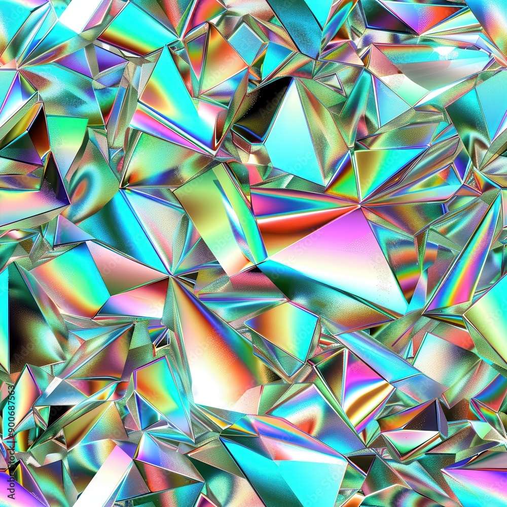 Holographic rainbow crystal facets, seamless tile pattern Holographic rainbow crystal facets, seamless tile pattern