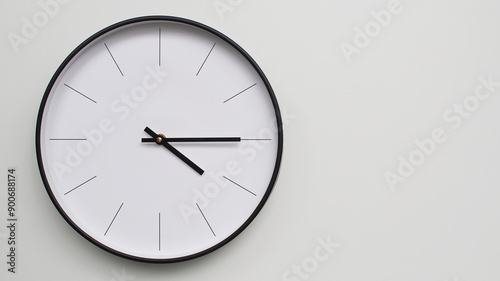 Wallpaper Mural Wall Clock Showing 16.15/ 04.15 O'Clock on White Wooden Surface - Perfect for Time Management and Scheduling Concepts Torontodigital.ca