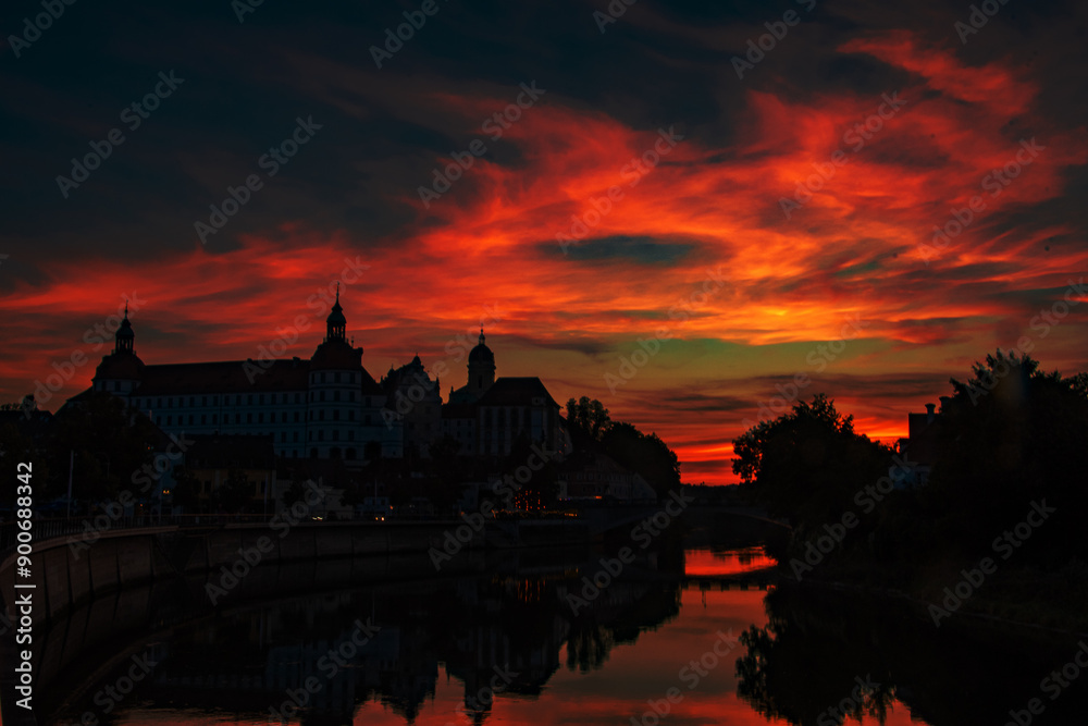 Fototapeta premium view of the sights and the Danube in the German city of neuburg an der donau