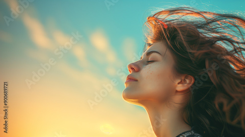 close up portrait of a lady breathing fresh air