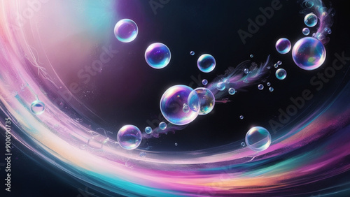 Iridescent Ascension Translucent Bubbles on Kaleidoscopic Desktop