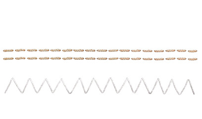 Double and zigzag sewing thread stitch isolated cutout on transparent