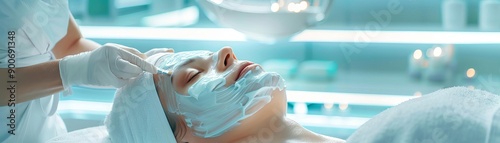 Man receiving a facial treatment, Anti-aging, Male skincare and self-care photo