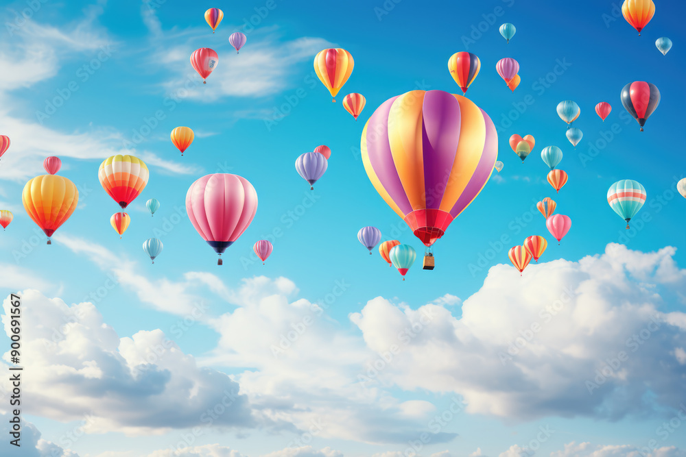 generated illustration of colorful balloons on blue sky generated illustration of colorful balloons on blue sky