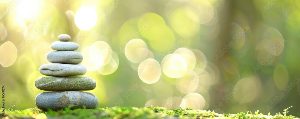 A serene stack of stones symbolizes balance and tranquility, surrounded by a soft, dreamy bokeh in a natural setting. A serene stack of stones symbolizes balance and tranquility, surrounded by a soft, dreamy bokeh in a natural setting.