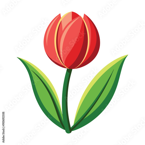 Red Flower in Decorative Vase – Beautiful Floral Plant Illustration
