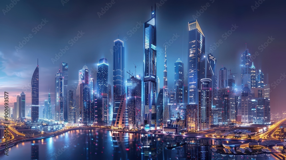 Fototapeta premium A futuristic smart city skyline