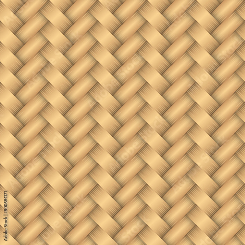 Seamless pattern bamboo texture, wicker basket weaving background vector.