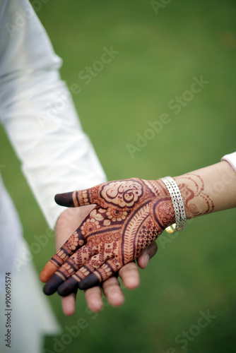 Принти на полотні Bride and Groom holding hand in Engagement wedding