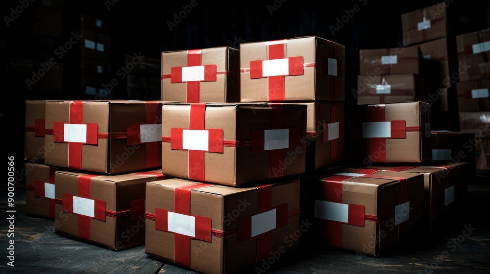 Global humanitarian emblem the concept of the red cross providing assistance on a worldwide scale Global humanitarian emblem the concept of the red cross providing assistance on a worldwide scale