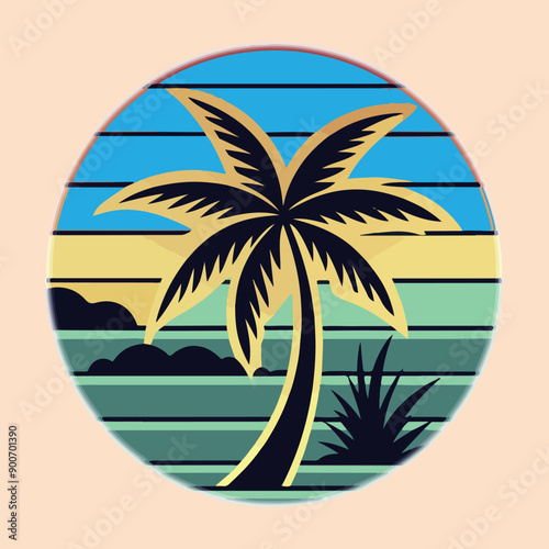 palm tree colorful t-shirt design