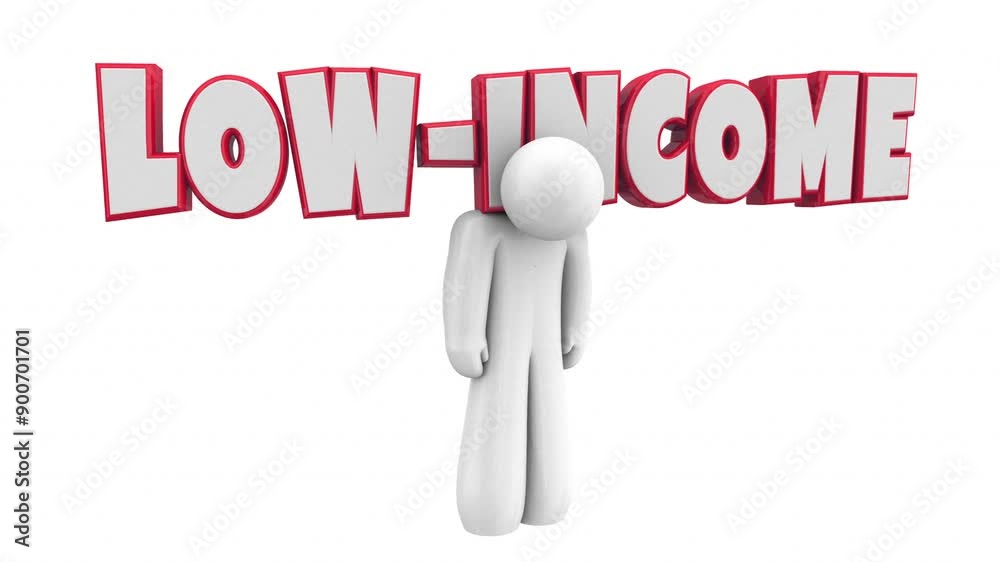 Low-Income Person Words Broke Bankrupt No Money Cash 3d Animation