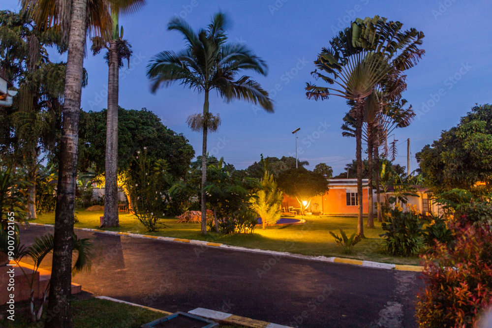 Fototapeta premium Evening view of a garden in Entebbe, Uganda