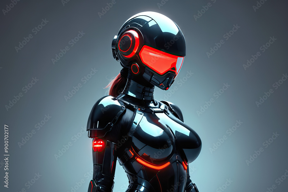 Cyberpunk futuristic cyborg woman in neon suit, Generative AI Cyberpunk futuristic cyborg woman in neon suit, Generative AI