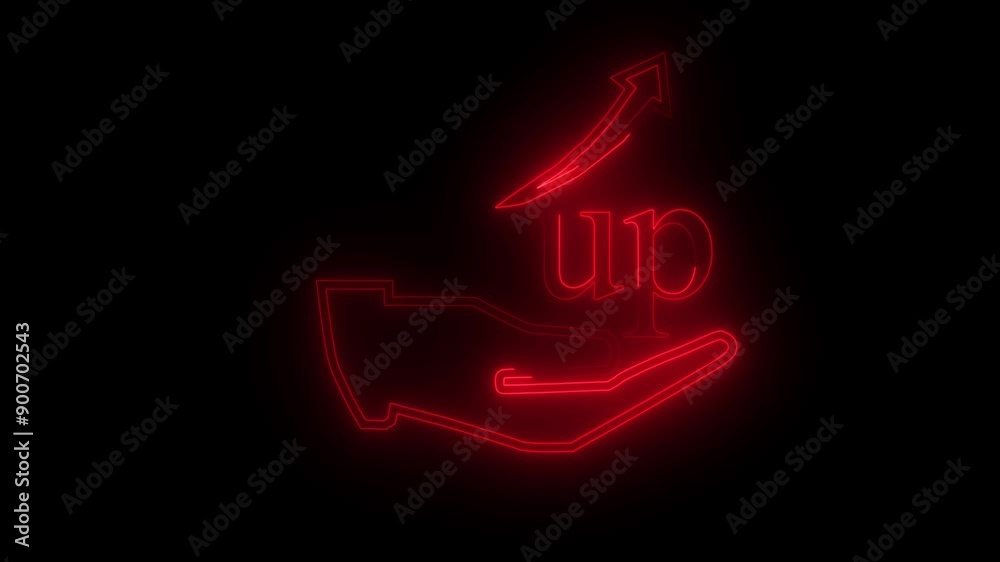 neon investment icon animation. Dollar sign with hand on business growth icon animation on black background neon investment icon animation. Dollar sign with hand on business growth icon animation on black background