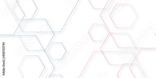Abstract background with lines Vector abstract futuristic digital landscape with pink lines. Geometric hexagon in bright light with soft shadows as pattern. Abstract background. vector illustration.