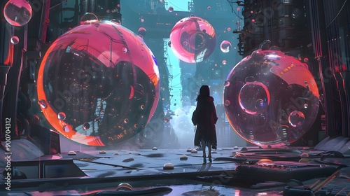 Wallpaper Mural A character in a surreal futuristic setting pop surrealism Torontodigital.ca