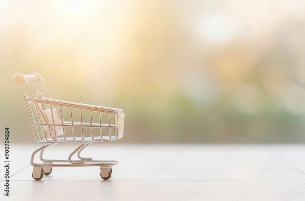 A minimalistic shopping cart on a soft blurred background, representing retail, commerce, and consumer shopping journeys. A minimalistic shopping cart on a soft blurred background, representing retail, commerce, and consumer shopping journeys.