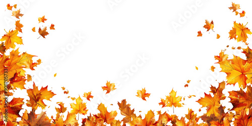 transparent png image of autumn of orange leaves with blank space in the center