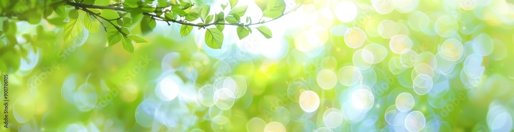 Golden and green bokeh with sunlight and leaves, creating a vibrant and tranquil nature background. Generative ai Golden and green bokeh with sunlight and leaves, creating a vibrant and tranquil nature background. Generative ai