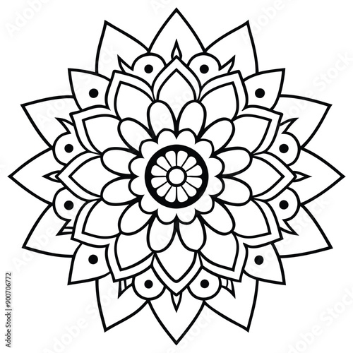 Beautiful mandala design vector art black and white liner art