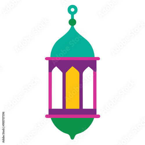 colorful vector art lantern illustration, isolate white color background 
