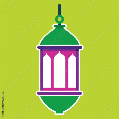 colorful vector art lantern illustration, isolate white color background 